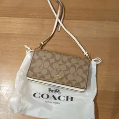 COACH ショルダーウォレット ベージュ/ホワイト