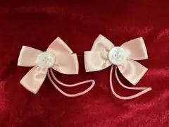 メタモルフォーゼ購入 リボンヘアゴム ピンク 2個セット イカリボタン