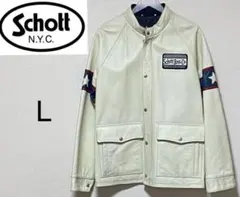 schottショット　本革シングルライダースジャケット　ホワイト　L