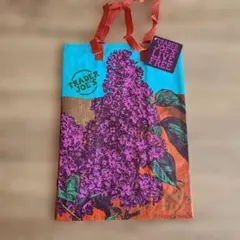 Trader Joe's エコバッグ 紫色の花柄 6ガロン