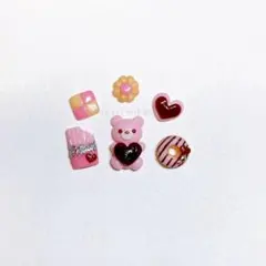 くまさん 苺チョコ クッキー バレンタイン 3D ネイルパーツ ＊611