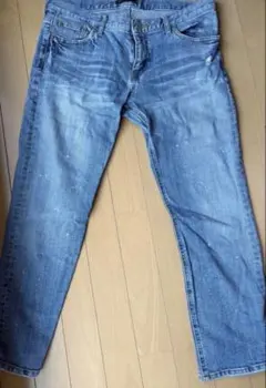 【美品】ライトブルーデニムジーンズ　ストレート　Lサイズ　ストレッチ