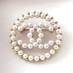 ゴールドカラー ヴィンテージブローチ シンプル型 パール