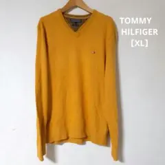 TOMMY HILFIGER マスタードイエロー Vネック ニット XL