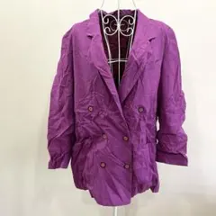 ヴィンテージ ダブル テーラードジャケット パープル 紫 レトロ ゆるだぼ