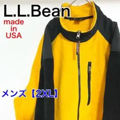YBF39【USA製】エルエルビーン　フリースジャケット【メンズ2XL】黄色黒色
