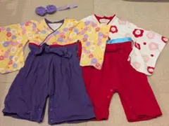 花柄着物スタイルロンパースセット