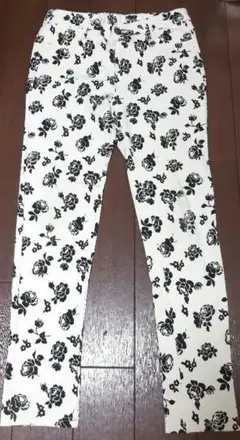 L 花柄 ストレッチ スリムフィットパンツ