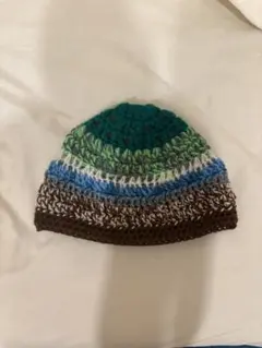 多色ストライプニット帽