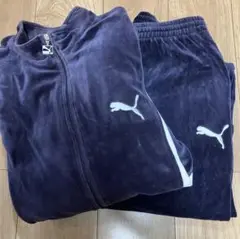 【激レア】ベロア プーマ PUMA セットアップ 上下 ネイビー系　XL PUMA - プーマ ジャージ 上下セットアップ 紺灰 上L-O/下L PUMA