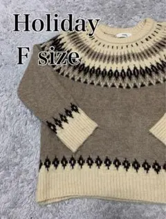 Holiday ホリデイ ノルディック柄 ニット セーター ベージュ　ゆったり