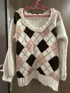 〖当時品〗LIZLISA アーガイルパターン長袖セーター