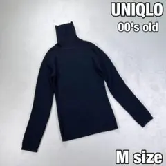 【OLD UNIQLO】タートルネックニット　ウール100%　黒　レディース　M