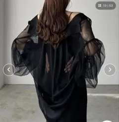 Louere チュールボリュームスリーブシアーシャツ