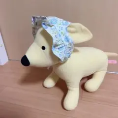 垂れ耳犬用 フリル付き 帽子　花柄　ブルーのサムネイル