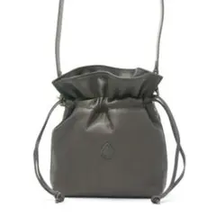【美品】CLEDRAN アネ 2WAY 牛革　巾着　ショルダーバッグ　グレー