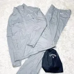 Callaway グレー フルジップジャケット レインウェア セットアップ M