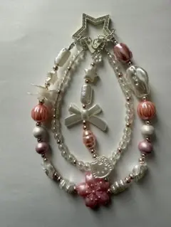 とても軽いハンドメイド パールビーズ ストラップ