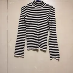 ストライプ タートルネックニット 長袖