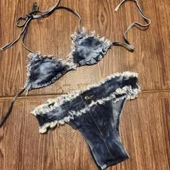 クラッシュデニム　ビキニ　三角ビキニ