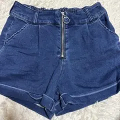 短パンダークブルー ハイウエストショートパンツ M