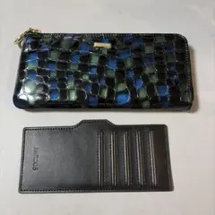 BARCOS 長財布 青緑エナメル