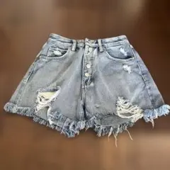 ダメージ　ジーンズ　ショートパンツ　M