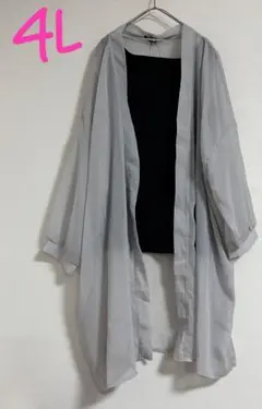 【新品タグ付き　大きいサイズ】シフォンロングガウン*インナー2点セット4L