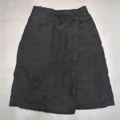 ユニクロ 巻きスカート【S】裏起毛 膝丈 ブラックのサムネイル