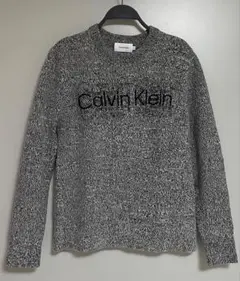 Calvin Klein カルバンクライン ロゴ刺繍 ニットセーター グレー M