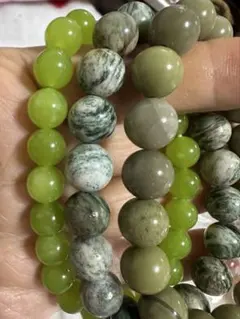 セール！天然石 緑色 3本ブレスレットセット