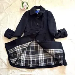 美品✨バーバリーブルーレーベル コート アンゴラ混　ノバチェック 38 黒