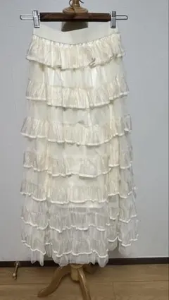 チュールティアードスカート ホワイト