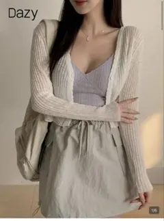 SHEIN Dazy リブ編み ホワイト クロップドカーディガン