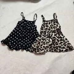 SHEIN 水玉とヒョウ柄ワンピースセット6-9M