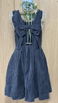 【新品】 Khaju バックリボン ミニ ワンピース ブラック