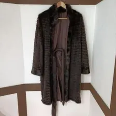 美品　ダークブラウン ファーコート　Mサイズ　リバーシブル　毛皮コート