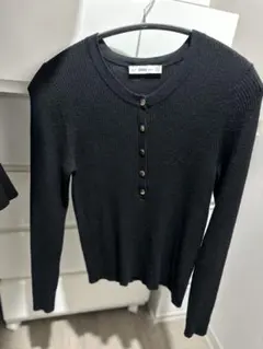 ZARA ブラックリブニット S