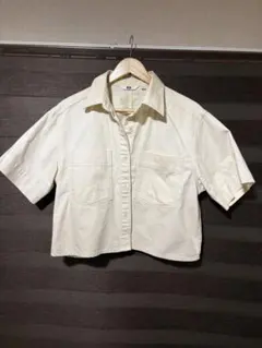UNIQLO デニムボクシーシャツ/5分袖　ホワイトのサムネイル
