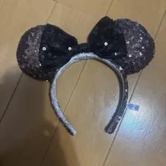 ミニー耳カチューシャ 黒と茶色 スパンコール