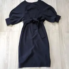 RUIRUE BOUTIQUE ネイビー膝丈ワンピースのサムネイル