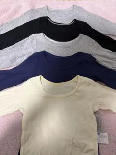 ユニクロ 長袖 コットンフライスインナー5枚セット 90cm 綿100%