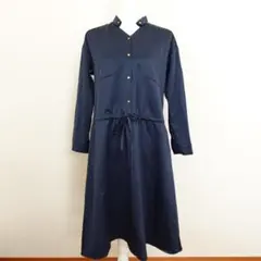 アーバンリサーチ ロッソ サテンスエードスタンドカラーワンピース ネイビー F