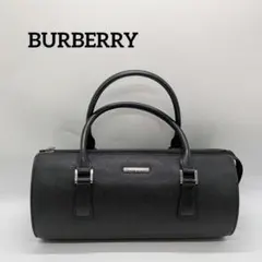 バーバリー サフィアーノレザーハンドバッグ 黒 ゴールド金具 ノバ