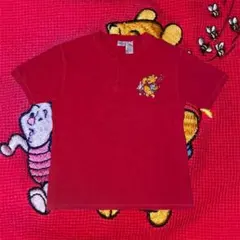 90s old Disney ヘンリーネックサーマル 刺繍 y2k プーさん