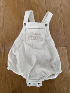 アイボリー ストライプ柄 オーバーオール 70-80