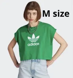 【極美品】レア　アディダス　グリーン　ショート丈　Tシャツ　Mサイズ