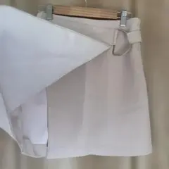 ベージュ ラップスカート ミニ丈
