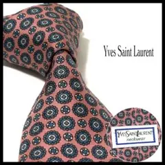 イヴサンローラン ネクタイ 小紋柄 アメリカ製 ピンク シルク