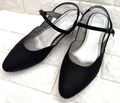 【美品】fitfitフィットフィット 24cm ブラックスリングバックパンプス
